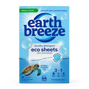 Earth Breeze Laundry Detergent Sheets - Fresh Scent Eco Sheets - 32ct - 64 Loads - 1 of 4
