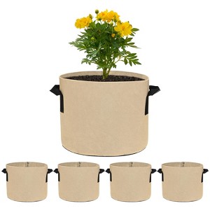 Unique Bargains Thickened Fabric Durable Handles Multipurpose Good Drainage Plant Grow Bags 5 Pcs - 1 of 4