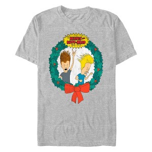 Men's Beavis and Butt-Head Distressed Christmas Wreath T-Shirt - 1 of 4