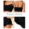 cheibear Women's Sleepwear Knit Pajamas Spaghetti Strap Runch Front Cami Lounge Pajama Set - 4 of 4