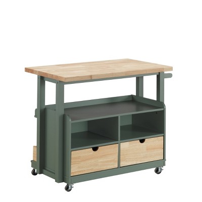 Harper Kitchen Cart Natural/Green - Acme Furniture