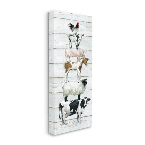 Stupell Industries Country Farm Animal Stack Cow Sheep Pig Rooster : Target