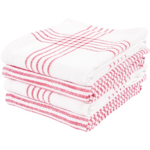 KAF Home Set of 4 Monaco Relaxed Casual Slubbed Kitchen Towel | 100% Cotton Dish Towel, 18 x 28 Inches Farmhouse Kitchen Towel (Red)