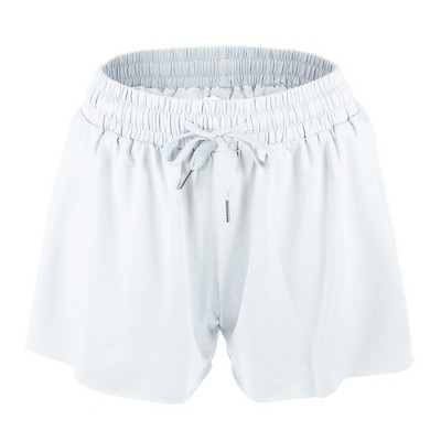 Unique Bargains Womens Flowy Running Shorts Casual High Waisted Workout  Shorts 1Pcs White L