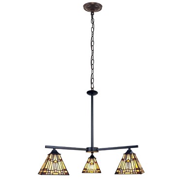 CHLOE Lighting KINSEY Mission Tiffany-style Blackish Bronze 3 Light Mini Chandelier 27