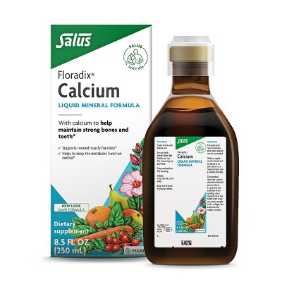 Floradix Calcium Liquid Supplement - Supports Strong Bones & Teeth with Calcium Gluconate & Calcium Lactate - Vegan, Non-GMO - 8.5 fl oz
