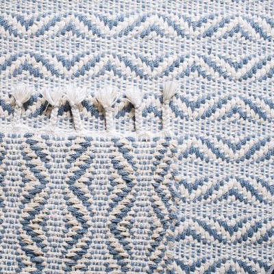 Natura Gray and Blue Hand Loomed Wool Area Rug 3' x 5'