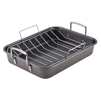 2pc Stainless Steel Roaster With Wire Rack Silver - Figmint™ : Target