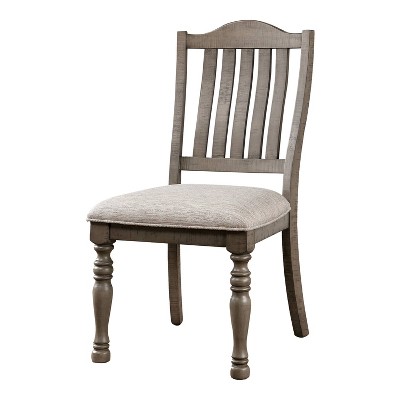 24/7 Shop At Home Set of 2 Stargleam Transitional Padded Seat Dining Chairs Antique Gray: Linen Upholstery, Wood Frame