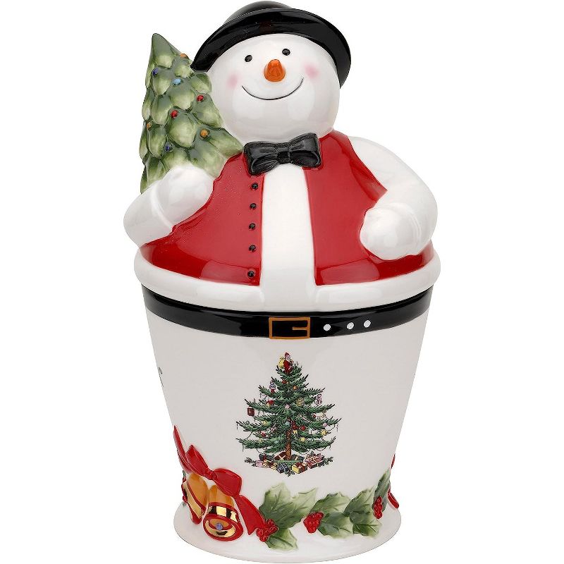 Spode Christmas Tree Mr. Snowman Cookie Jar, 1 of 6