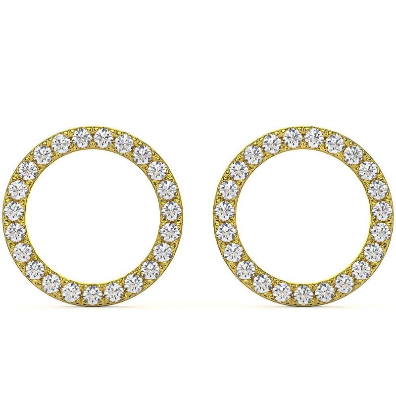 Pompeii3 1/4Ct Circle Diamond Earrings in White, Yellow, or Rose Gold Lab Created, 1 of 3