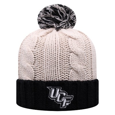 NCAA UCF Knights Women's Natural Cable Knit Cuffed Beanie with Pom