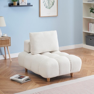 CAVINAS Long Cloud Couch Contemporary Teddy Upholstered Sofa Couch with Pillow for the living room
