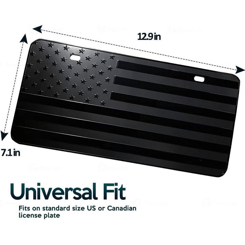 Zone Tech Monochrome USA Flag License Plate - Premium Quality Thick Durable Embossed Novelty American Patriotic Flag, 4 of 8