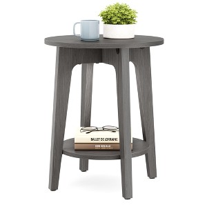 Round Side Table with Lower Shelf, End Table for Small Spaces, Nightstand - 1 of 4