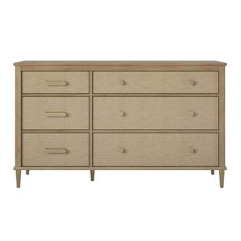 Shiloh Wide Convertible 6 Drawer Dresser, Natural and Rattan