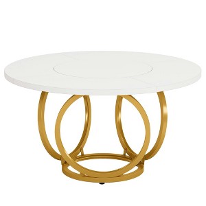 Resenkos Dining Table, Living Room Table,Round Dining Table for 4, Modern 47" Kitchen Table with Metal Base,White & Gold - 1 of 4