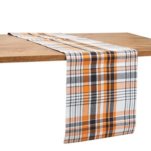 C&F Home Zelda Orange Plaid Halloween 100% Cotton Table Runner 13" x 72" - 1 of 3