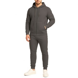 Galaxy By Harvic Men's Modern Fit Fleece-Lined Full-Zip Hoodie & Jogger 2-Piece Set - 1 of 4