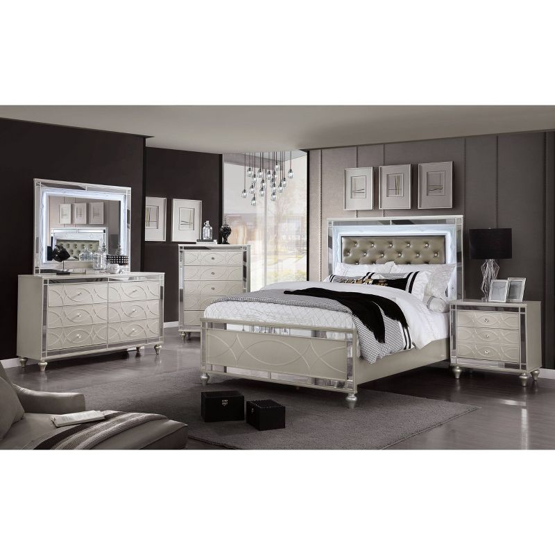 La Mesa 3 Drawer Glam Nightstand Silver - HOMES: Inside + Out, 1 of 6
