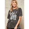 Slickblue Rebel Tiger Mineral Wash Graphic Tee for Women, Short Sleeve, Edgy Style, Charcoal, Size S-L - 2 of 4