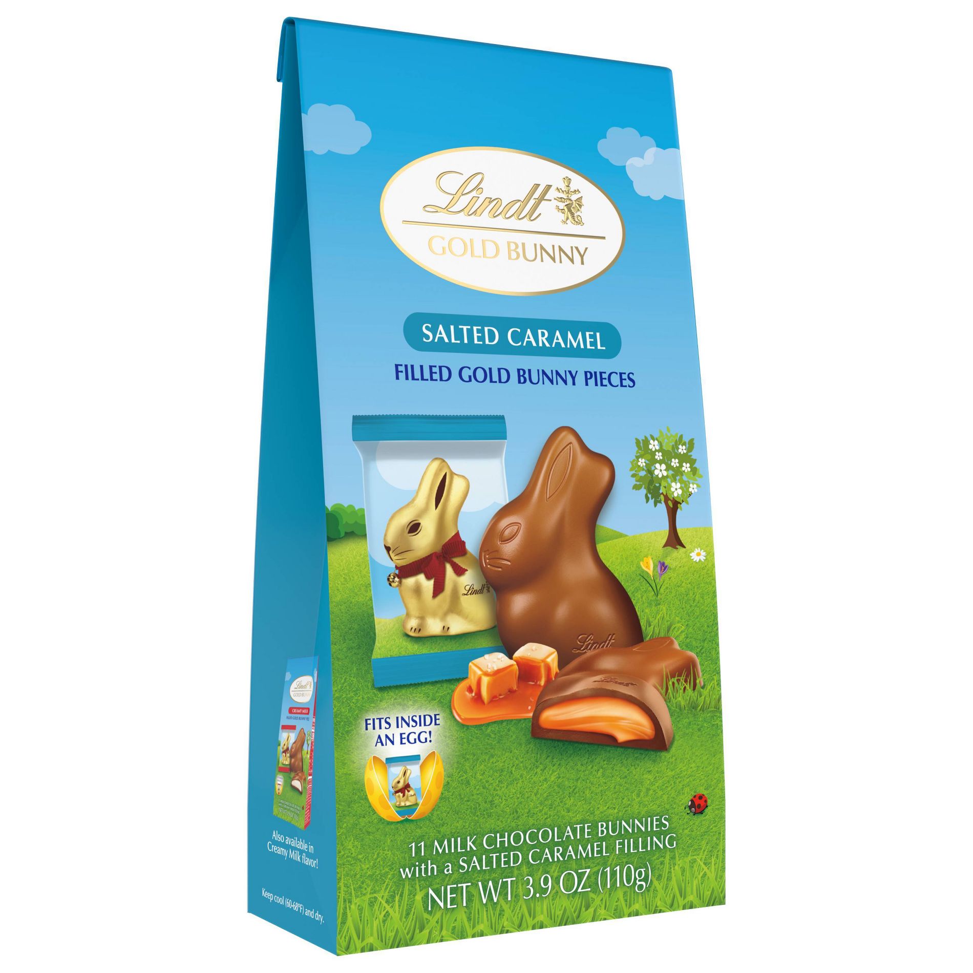 Lindt Gold Bunny Shaped Filled Salted Caramel Chocolate Bag - 3.9oz