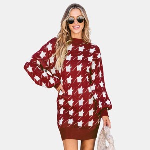 Women's Houndstooth Mini Sweater Dress - Cupshe - 1 of 4