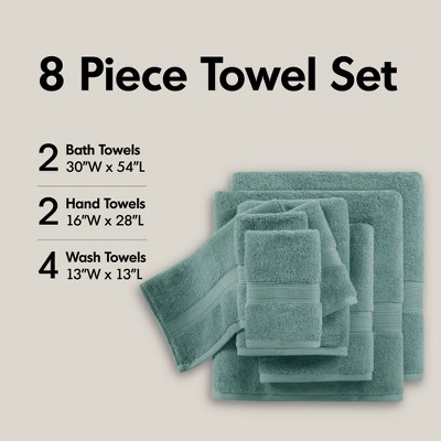 100% Cotton Solid Color Heavyweight Bath Towel Set, Anti-Microbial Certified Highly Absorbent Plushy Bath Towel