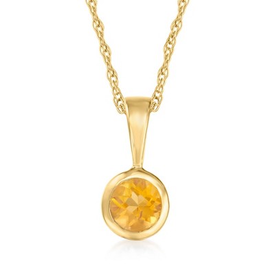 Pure Collection by Ross-Simons 0.21 Carat Citrine Pendant Necklace in 14kt Yellow Gold