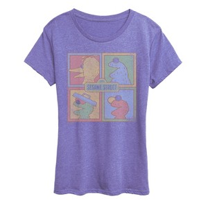 Women's - Sesame Street - Sesame Tonal Squares Short Sleeve Graphic T-Shirt - 1 of 3