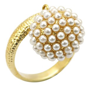 Slickblue Women's Gold Brass Ring with Citrine Yellow Synthetic Pearl - Round Shape, Perfect Statement Piece, Size 5-10 - 1 of 4