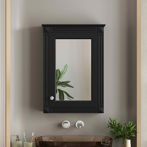 MAYEERTY 20" Wall Mounted Bathroom Storage Cabinet with Mirror Medicine Cabinet with Height Adjustable Shelf for Bathroom Black - 1 of 4