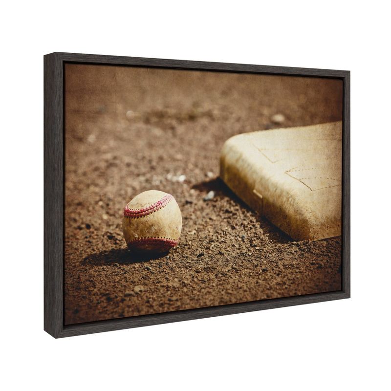 18&#34; x 24&#34; Sylvie Ball And Home Plate Framed Canvas by Shawn St. Peter Gray - DesignOvation: Modern Sports Art, Polystyrene Frame, Sawtooth Hanger, 3 of 10