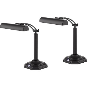 360 Lighting Grady 16 1/2" High Small Traditional Piano Desk Lamps Set of 2 LED Adjustable Black Bronze Finish Metal Home Office Living Room Bedroom - 1 of 4
