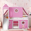 Okak Full Wood Bunk Bed with Tower, Tent, Ladder and Slide, House Bunk Bed for Toddler Kids Teens Easy Assemble No Box Soring Needed, Pink - 4 of 4