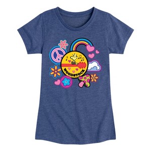 Girls' - Peanuts - Woodstock Peace And Love Flair Fitted Short Sleeve Graphic T-Shirt - 1 of 4