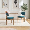 KWPZQEB Wooden Dining Chairs Set of 2, Modern Fabric Upholstered Kitchen Side Chairs, Farmhouse Dining Room Chair with Solid Wood Legs - 2 of 4