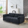 TiramisuBest French retro cloud fabric double-seat creamy style straight-line sofa for the living room., Modular Sectional Sofa with Storage - 4 of 4