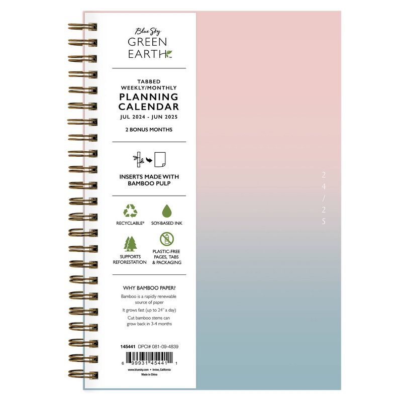 Blue Sky 2024-25 Weekly/Monthly Sustainability Planner 8&#34;x5&#34; Wirebound Textured Ombre Beach, 4 of 14