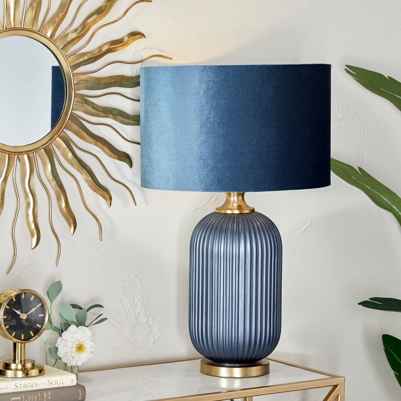 Fabric Table Lamp with Drum Shade Blue - Olivia & May, 2 of 7