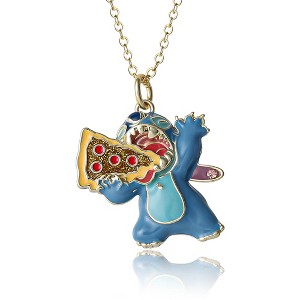 Disney Stitch Pizza Blue Enamel Character Pendant - 1 of 4