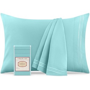 Mellanni 1800 Pillowcase Set 2 pc Set of 2 King Size Aqua - 1 of 4