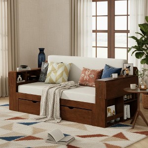 Polibi 4-in-1 Smart Daybed with Pull-Out Bed, Foldable Desk & Storage Drawers - 1 of 4