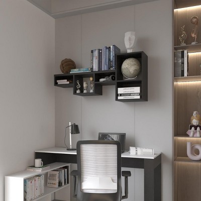 INFURNIC Decorative Wall Shelf Wall Shelf for Books and Office Supplies Modern Space-Saving Design, Black, 9.9"*47.2"*22"
