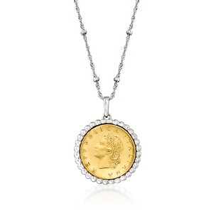 Ross-Simons Italian Genuine 20-Lira Coin Pendant Necklace in Sterling Silver Size 18 - 1 of 4