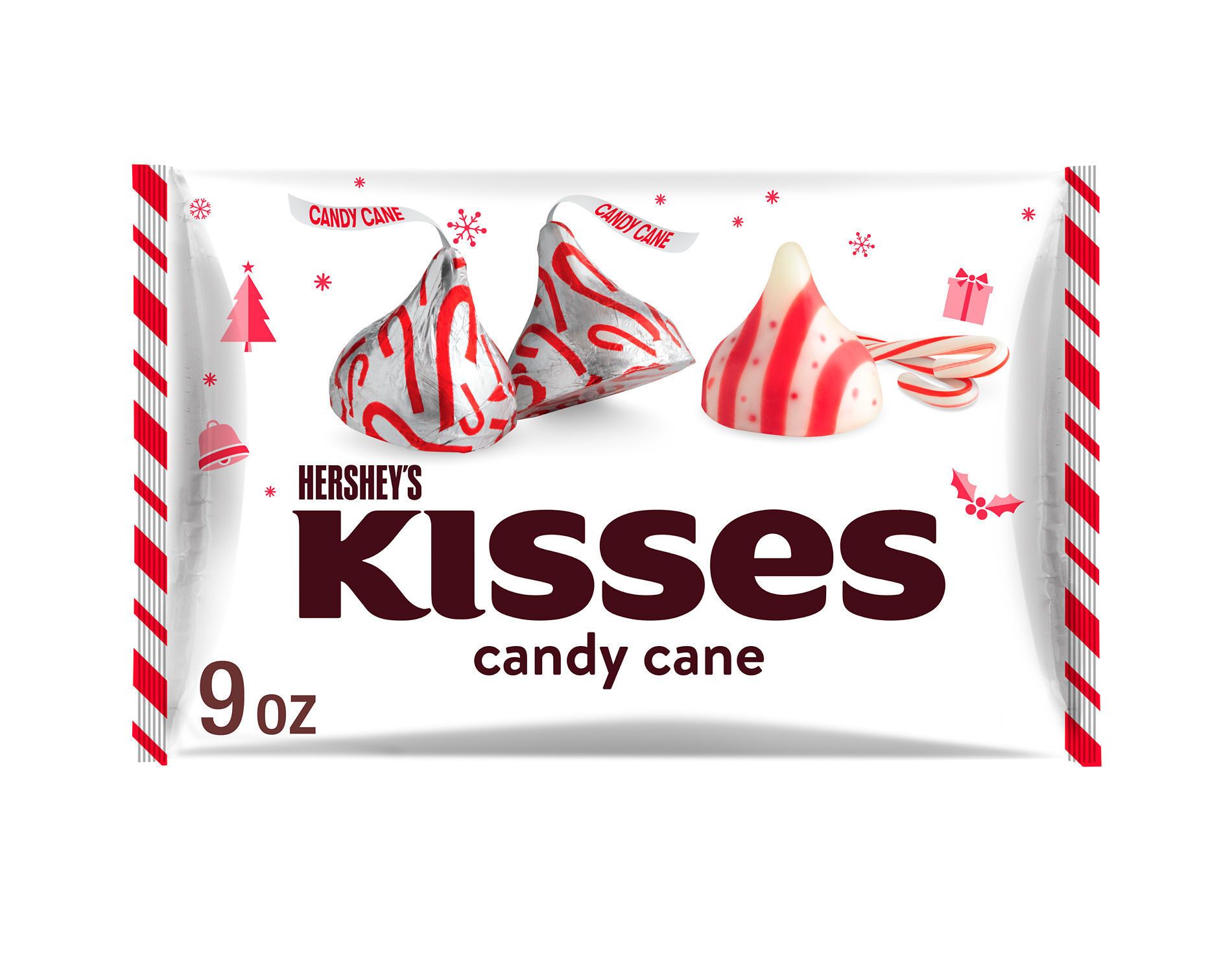 HERSHEY'S Kisses Christmas Candy Cane Flavored Candy - 9oz