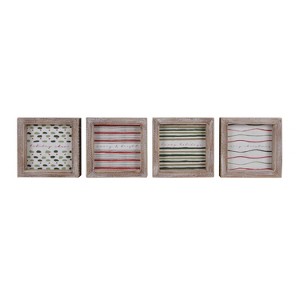 Transpac Wood Framed Christmas Prints Set of 4 Freestanding Signs Indoor Wall Art Multicolor Holiday Decor Gift - 1 of 1