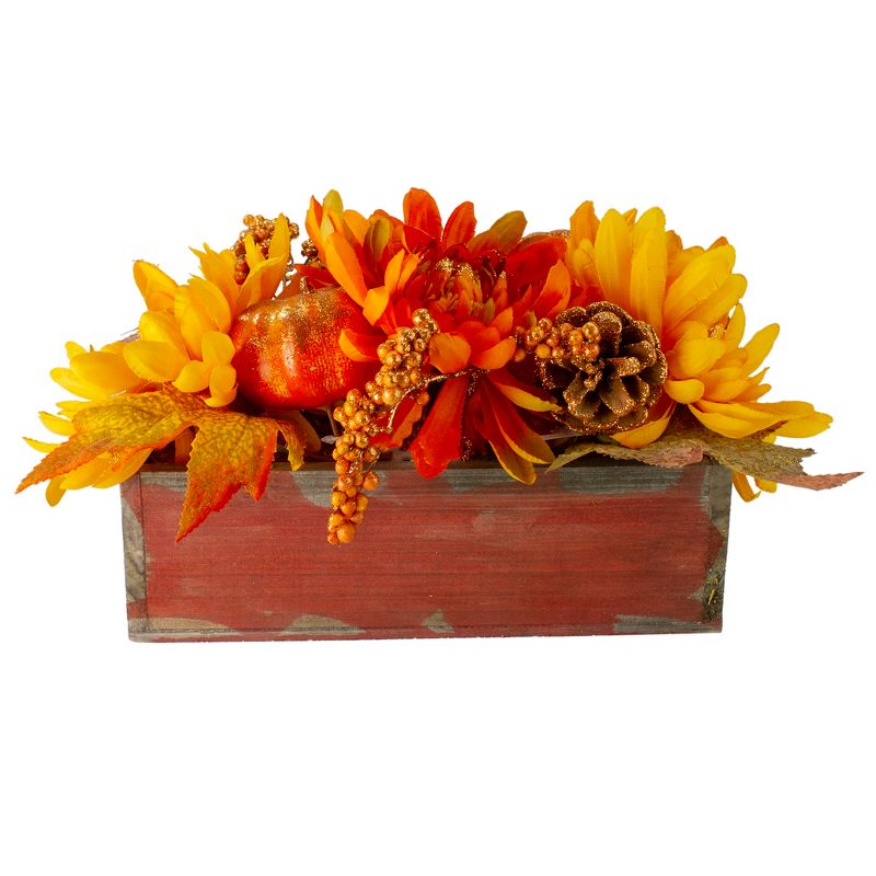 Northlight 14" Autumn Harvest Maple Leaf and Berry Arrangement in Rustic Wooden Box Centerpiece, 5 of 6