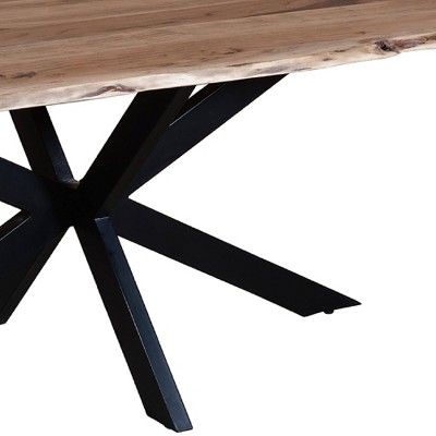 79" Rectangular Live Edge Mango Wood Dining Table with Black Crossed Legs
