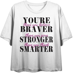 "You're Braver, Stronger, Smarter..." Women's Crew Neck Short Sleeve Top - 1 of 3